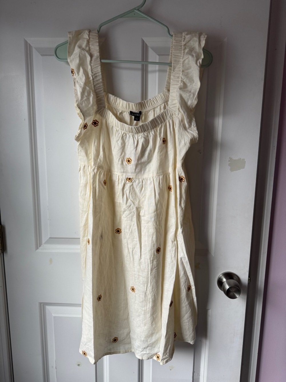 wild fable Cream Sundress with Brown Floral Accents